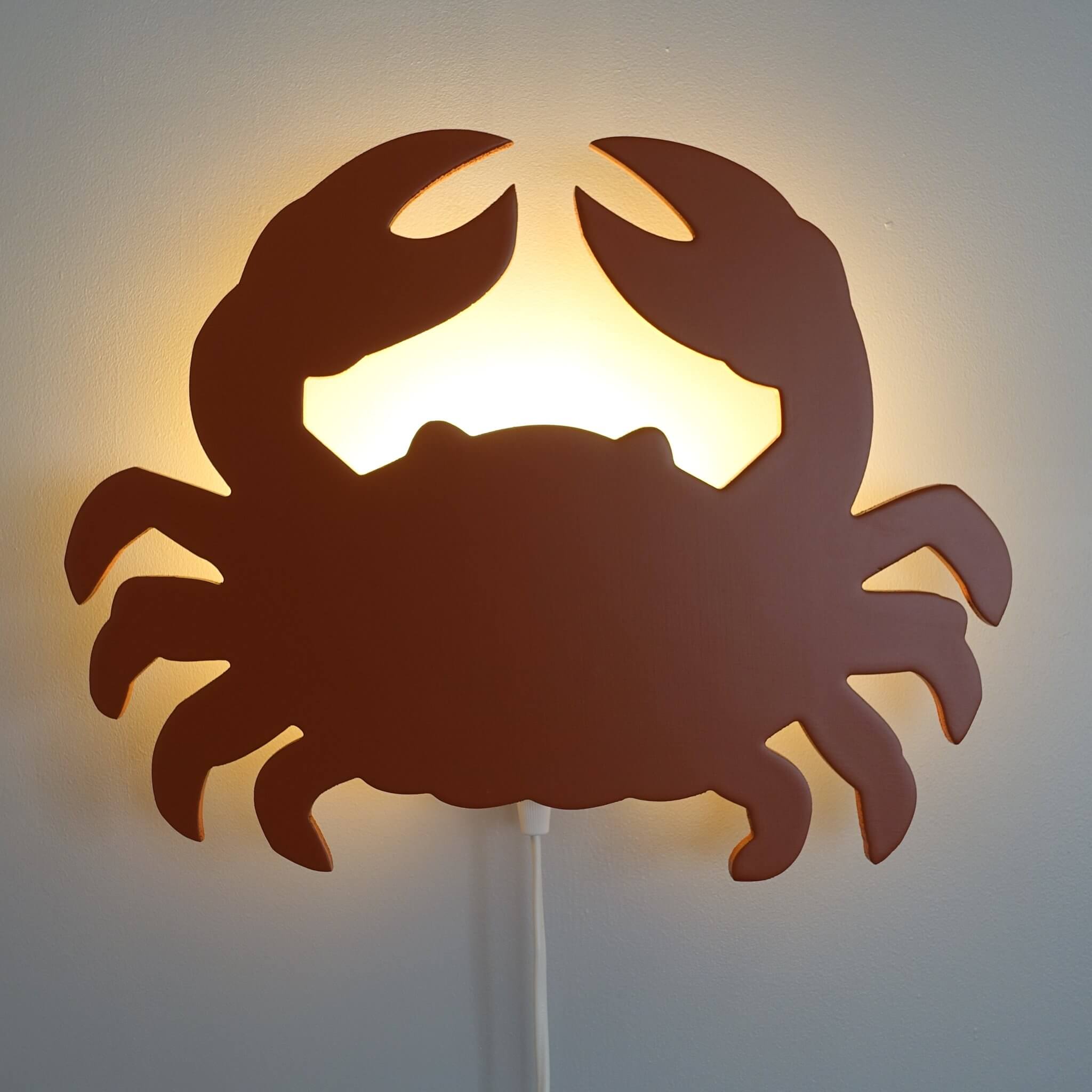 Houten wandlamp kinderkamer | krab baksteen rood - toddie.nl