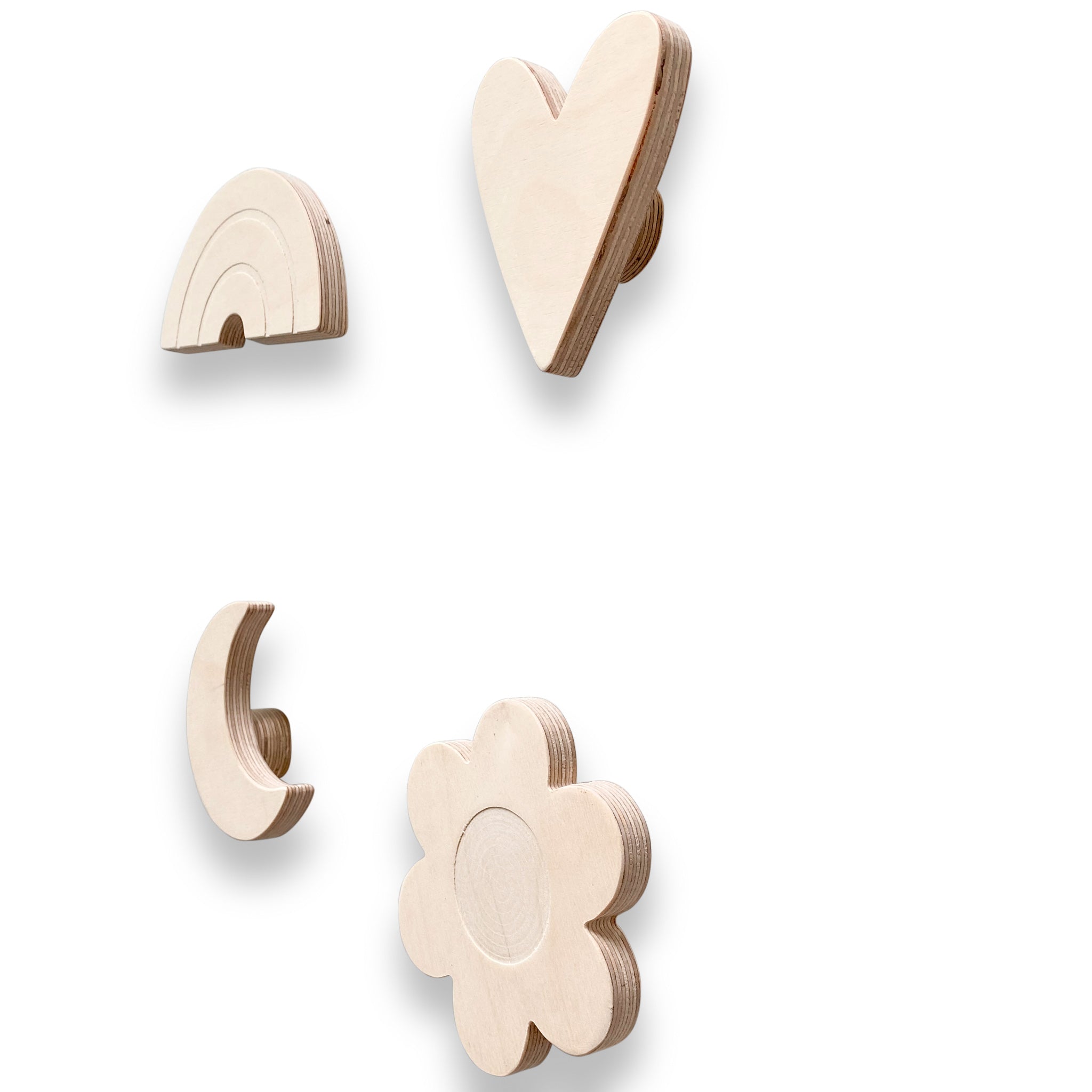 Blank houten set wandhaken kinderkamer | Meisje - toddie.nl