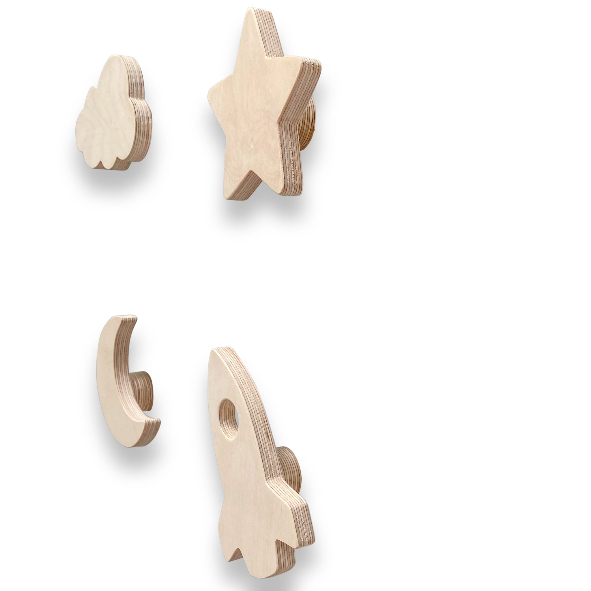 Blank houten set wandhaken kinderkamer | Ruimte - toddie.nl