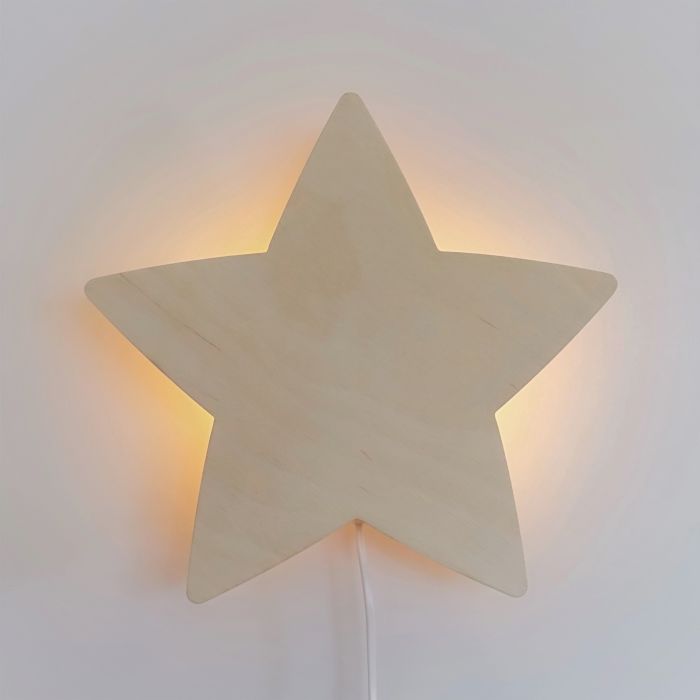 Houten wandlamp kinderkamer | Ster - multiplex - toddie.nl