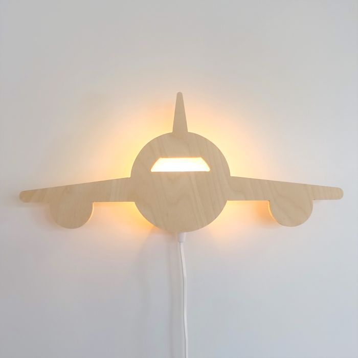 Houten wandlamp kinderkamer | Vliegtuig - toddie.nl