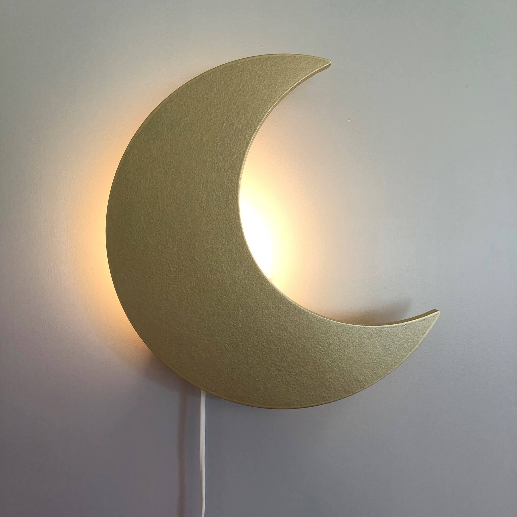 Houten wandlamp kinderkamer | Maan - Goud - toddie.nl