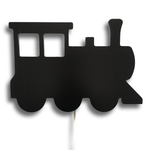 Houten wandlamp kinderkamer | Trein, locomotief - zwart