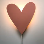 Houten wandlamp kinderkamer | Hart - Terra roze