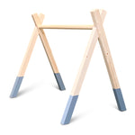 Houten babygym | Massief houten speelboog tipi vorm (zonder hangers) - Denim drift