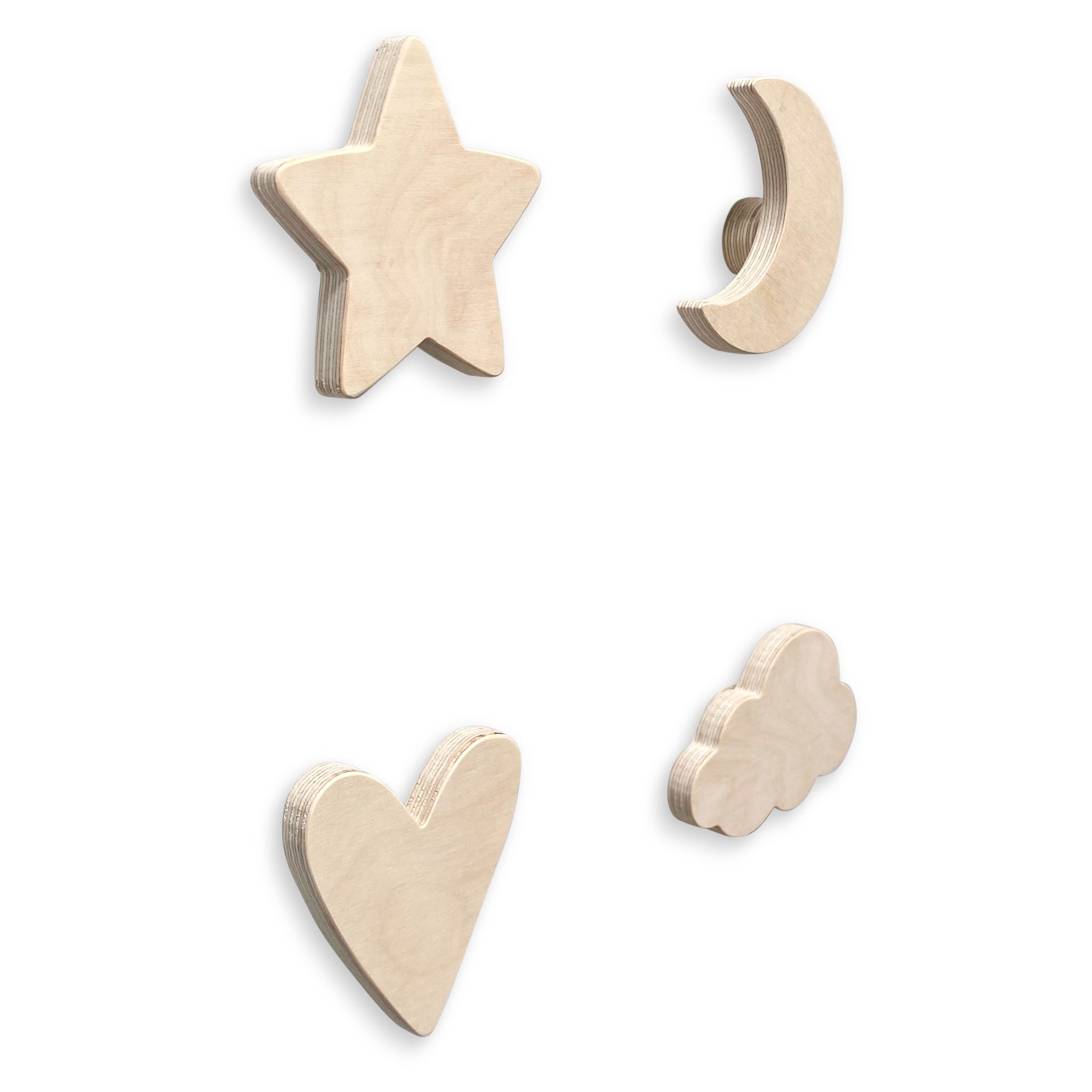 Blank houten set wandhaken kinderkamer | Naturel - toddie.nl