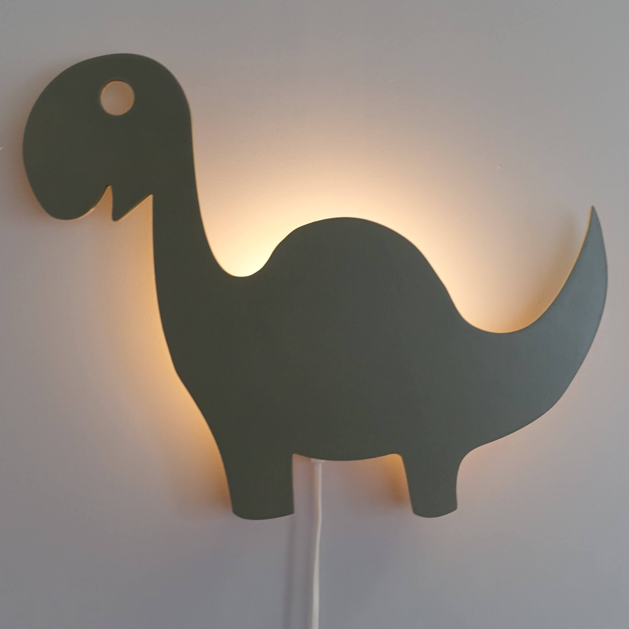 Houten wandlamp kinderkamer | Dino - groen - toddie.nl