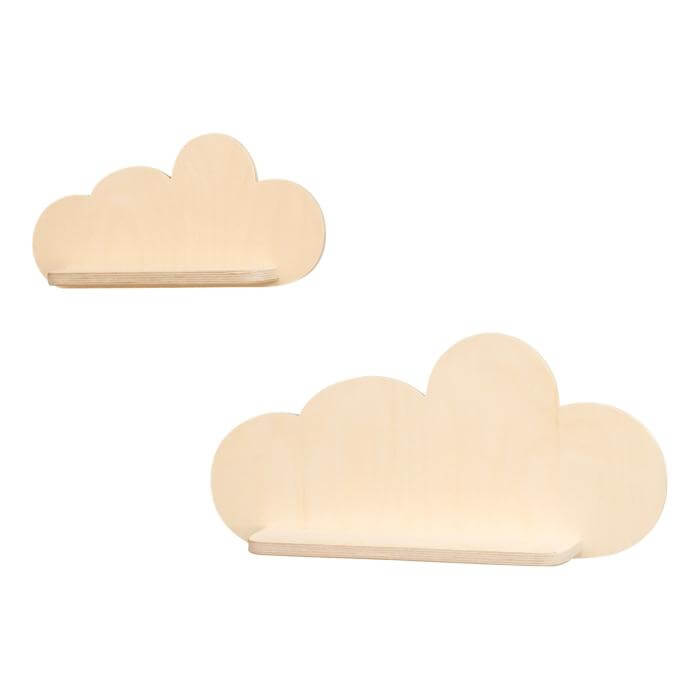 Grote blank houten wandplank XL wolk, plank kinderkamer | Wolkie - toddie.nl