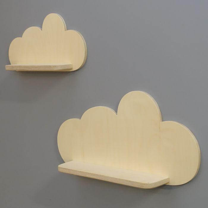 Blank houten wandplank wolk, plank kinderkamer | Wolkie - toddie.nl