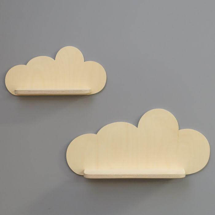 Blank houten wandplank wolk, plank kinderkamer | Wolkie - toddie.nl