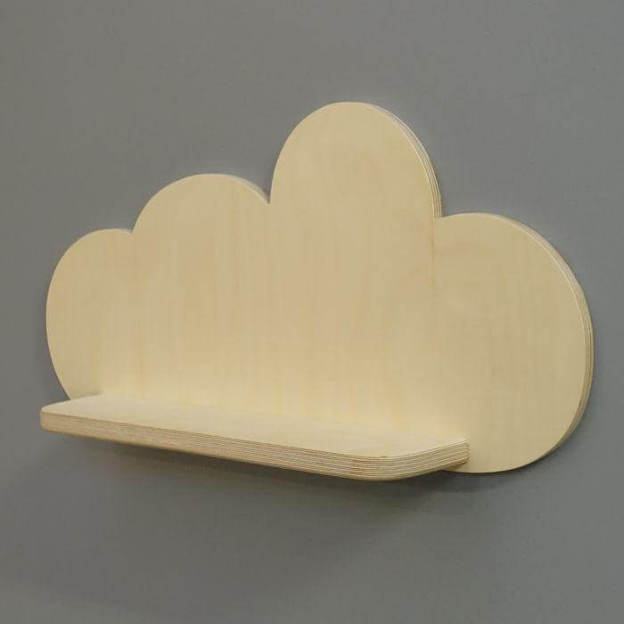 Grote blank houten wandplank XL wolk, plank kinderkamer | Wolkie - toddie.nl