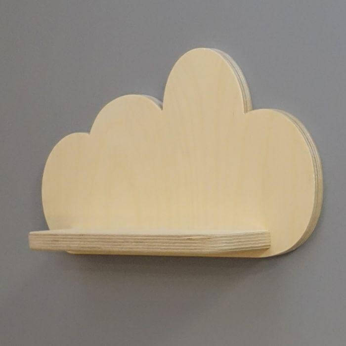 Blank houten wandplank wolk, plank kinderkamer | Wolkie - toddie.nl