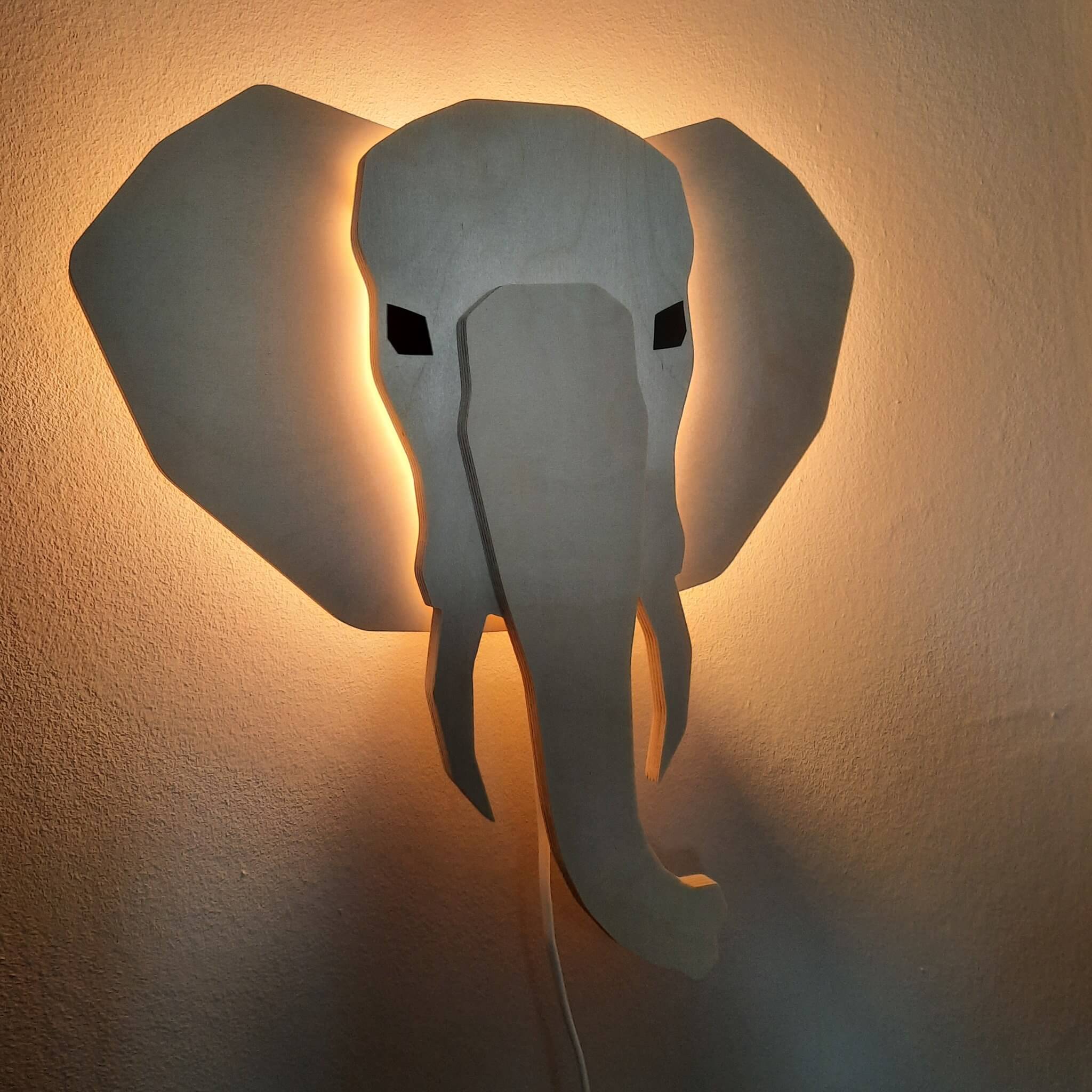 Houten wandlamp kinderkamer | Olifant 3D - toddie.nl
