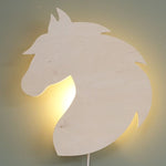 Houten wandlamp kinderkamer | Paard - blank