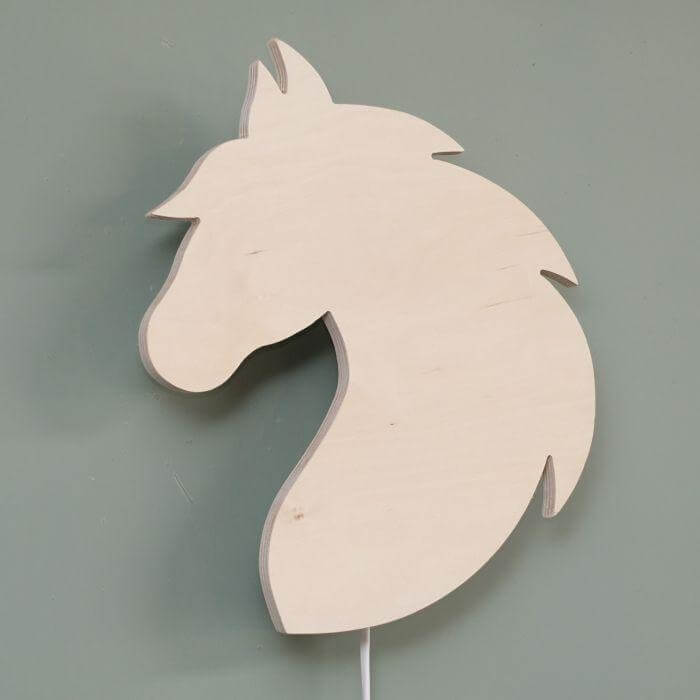Houten wandlamp kinderkamer | Paard - multiplex - toddie.nl