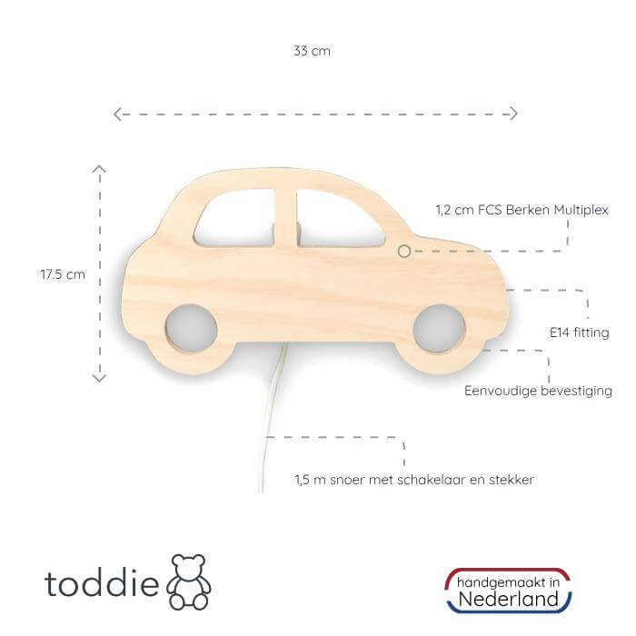 Houten wandlamp kinderkamer | Auto - toddie.nl