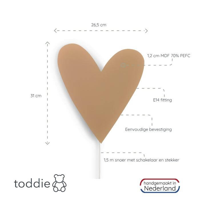 Houten wandlamp kinderkamer | Hart Spiced Honey - toddie.nl