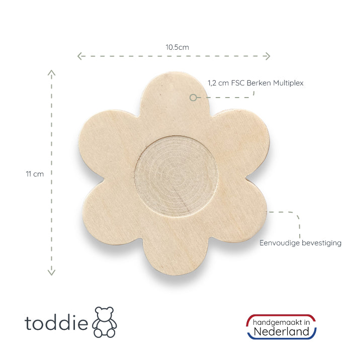 Blank houten set wandhaken kinderkamer | Meisje - toddie.nl