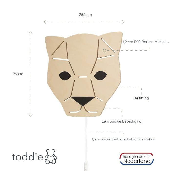 Houten wandlamp kinderkamer | Panter - toddie.nl