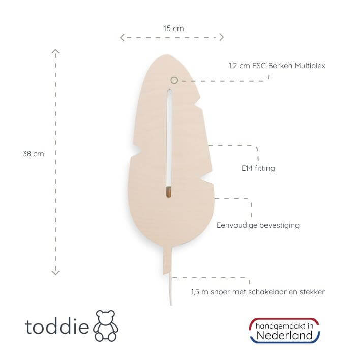 Houten wandlamp kinderkamer | Palmblad - toddie.nl