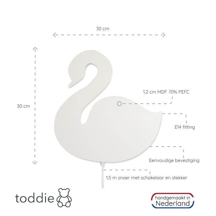 Houten wandlamp kinderkamer | Zwaan - toddie.nl