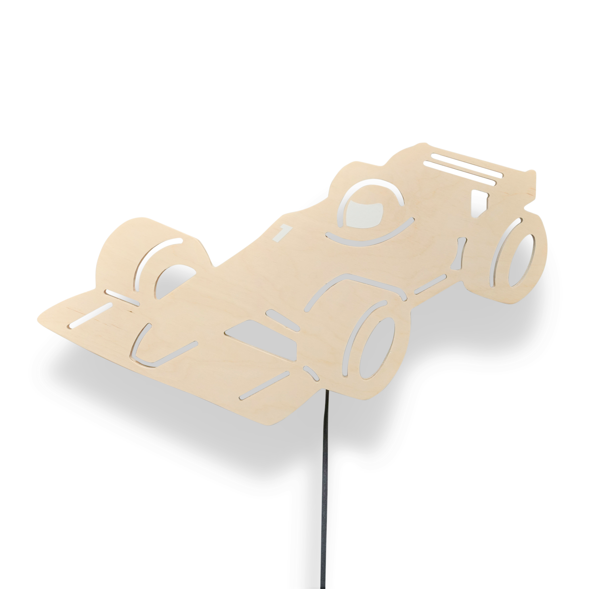 Houten wandlamp kinderkamer | Racewagen, Formule 1 multiplex - toddie.nl