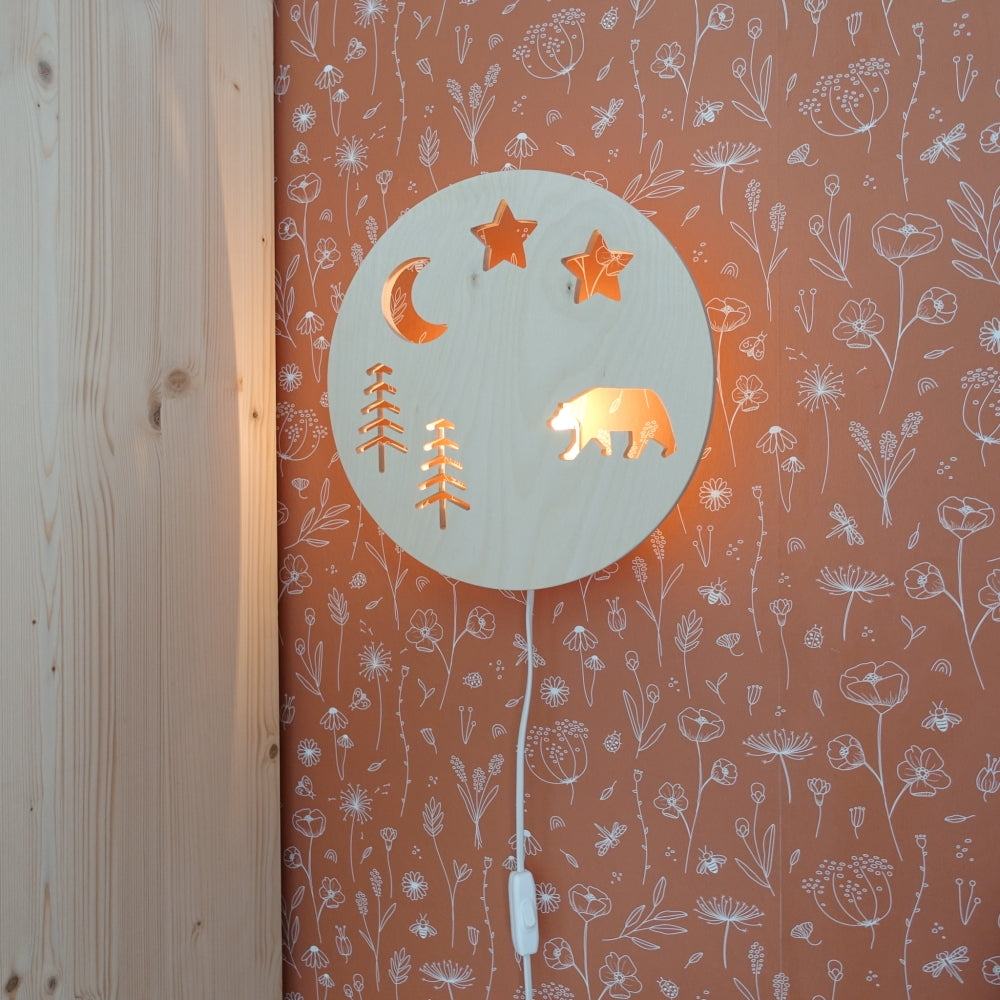 Houten wandlamp kinderkamer | Bosdieren - toddie.nl