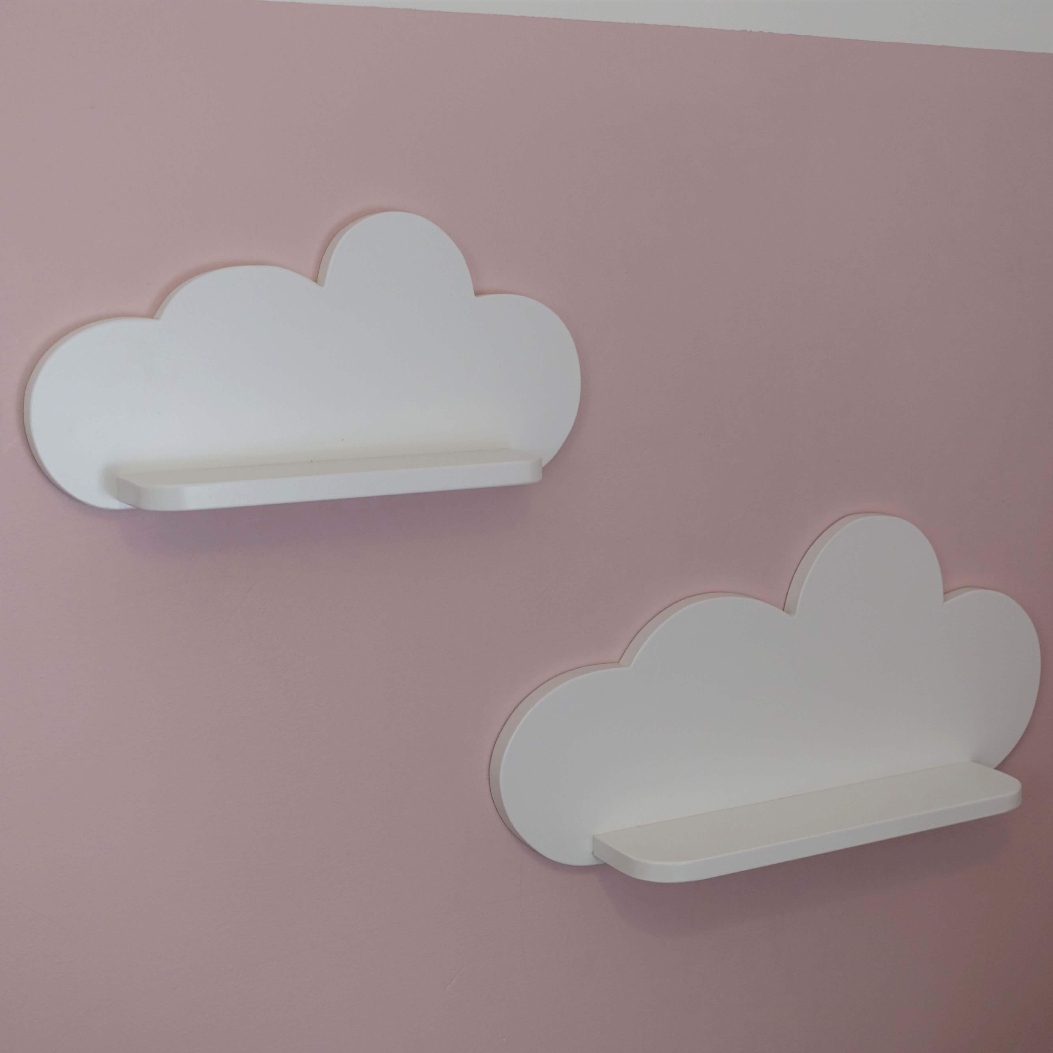 Set à 2 stk Witte houten wandplanken wolk, planken kinderkamer | Wolkie - toddie.nl