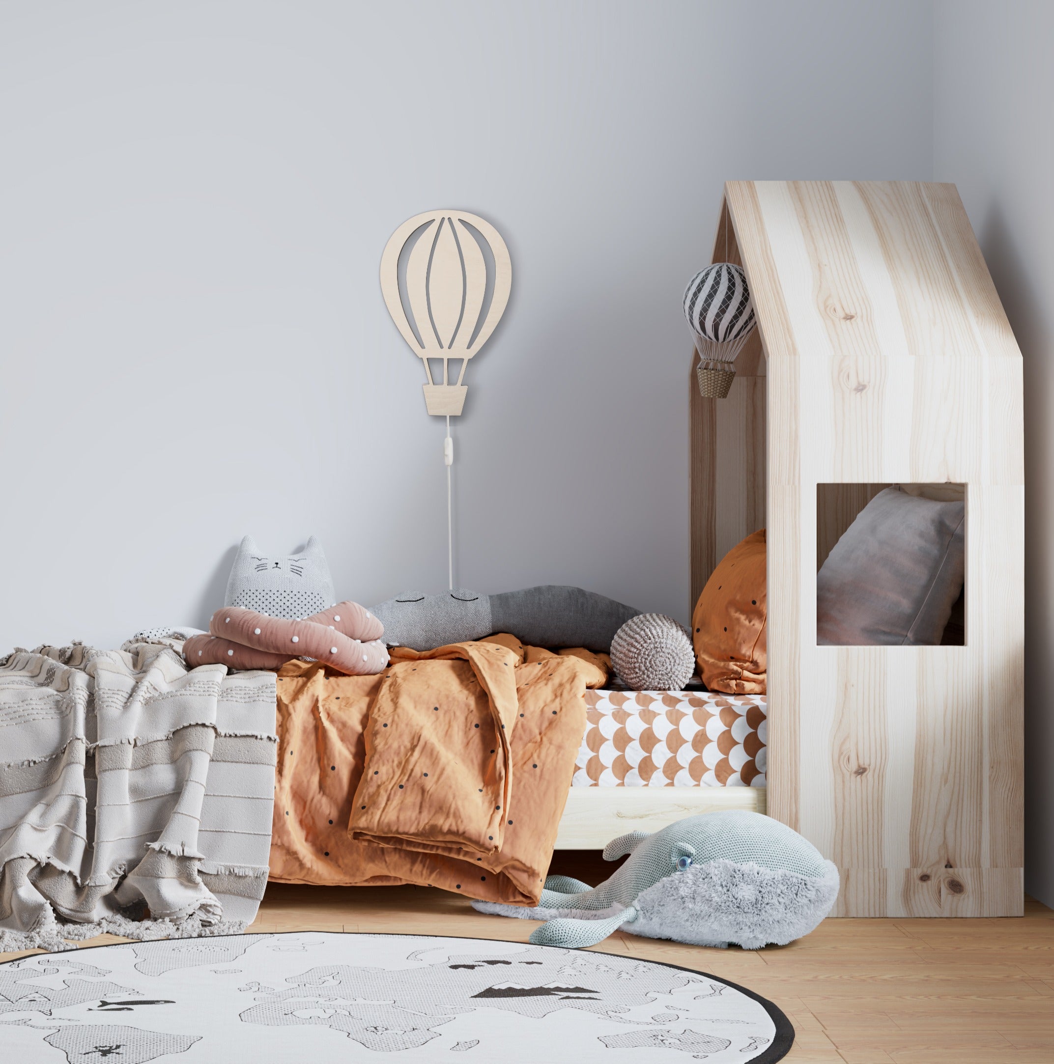 Houten wandlamp kinderkamer | luchtballon - toddie.nl