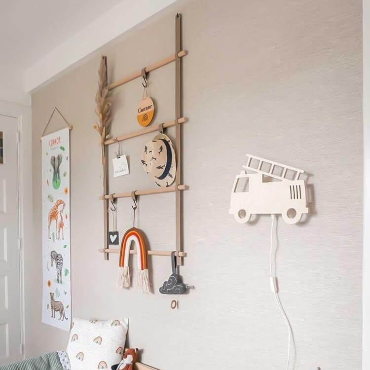 Houten wandlamp kinderkamer | Brandweerwagen - toddie.nl