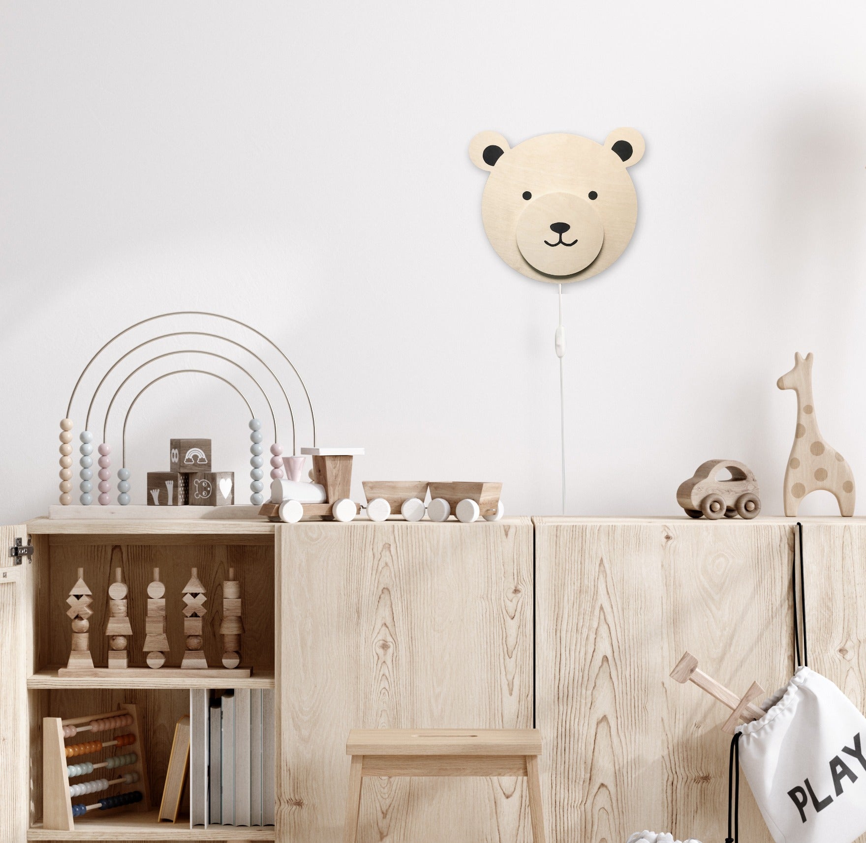 Houten wandlamp kinderkamer | teddy multiplex - toddie.nl